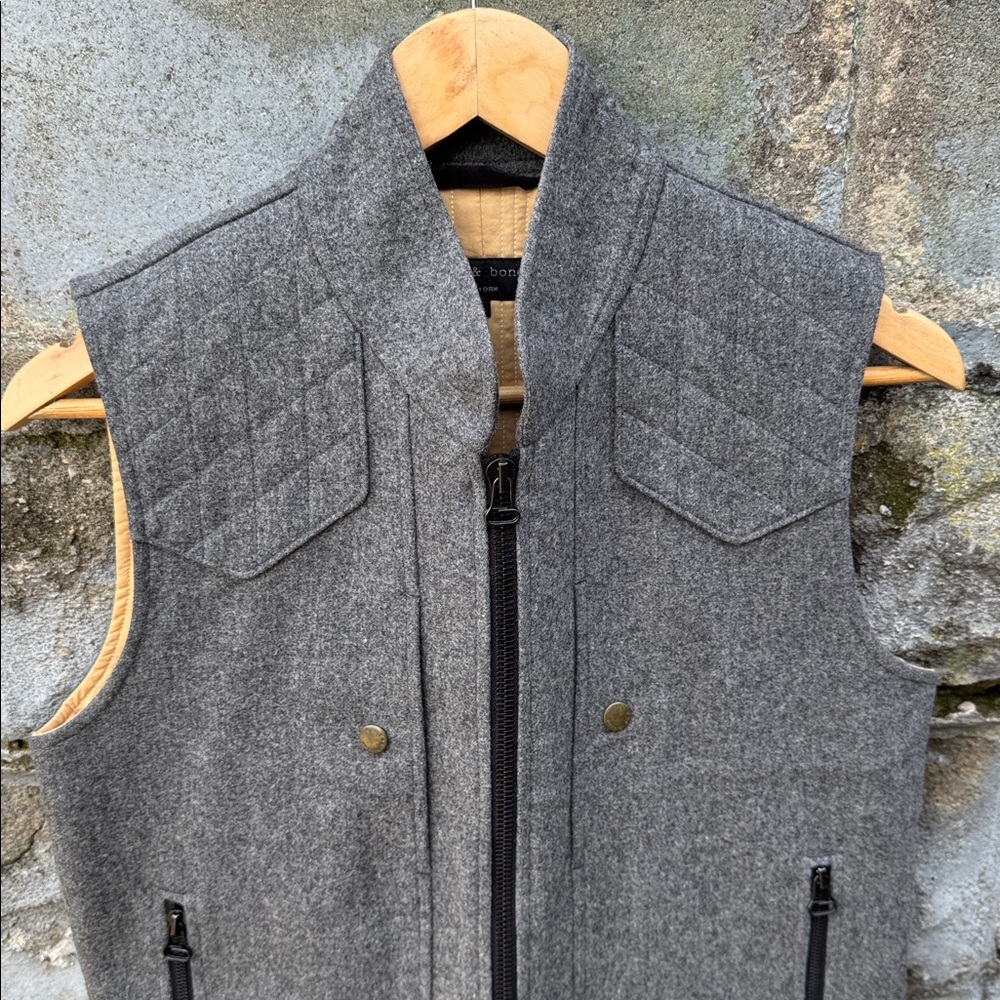 Rag & Bone Vest Wool Gray Zip Up